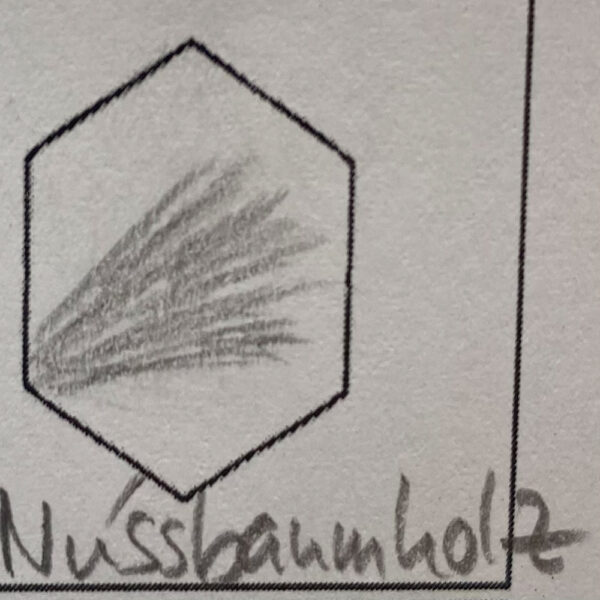 Erinnerungsschmuck Kette kleiner Anhänger Hexagon Nussholz Rahmen mit Fell vorher nachher von Frau Schnieke