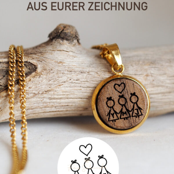 12mm Nuss Holz Plättchen individuelle Gravur, eigenes Motiv von Frau Schnieke